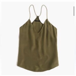 J Crew Carrie Silk Cami In Olive Green - Women's Camisole Top - 0P